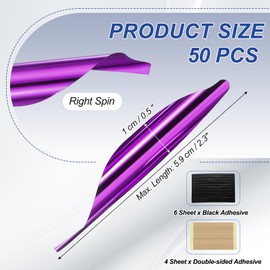 PATIKIL Arrows Spin Vanes, 50 Pack 1.8 Inch Plastic Arrow Fletching Archery Arrow Feather Right Twist Fletch for DIY Target Shooting, Purple