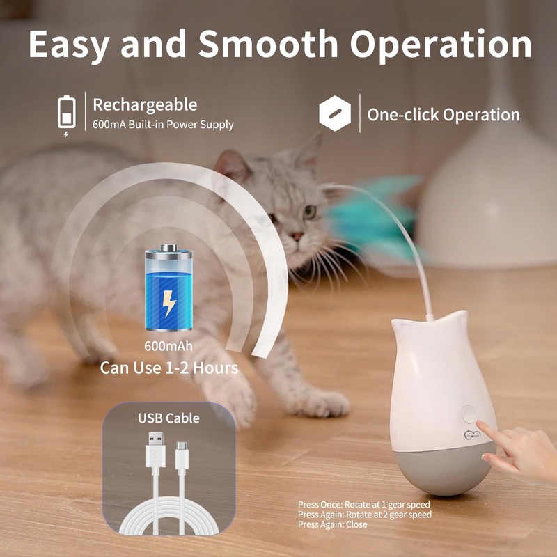 DOEL Cat Toys Interactive for Indoor, Rechargeable Automatic Rotating Feather
