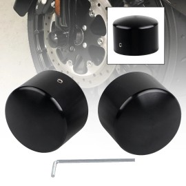 Unbranded Black Front Axle Nut Covers Cap For Harley Street Electra Road Glide FLTR Dyna