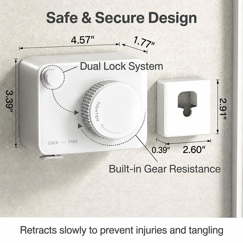 Bekecidi Retractable Clothesline, 14.04 Ft Clothes line Outdoors, Heavy Duty