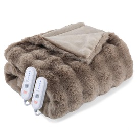 TiMiCalda Heated Blanket Electric King- 100"x90" Soft Thick Bubble Electric Blanket for Sofa with 5 Heat Levels & 4 Hours Auto-Off Overheat Protection, Warm Cozy Gifts, Beige