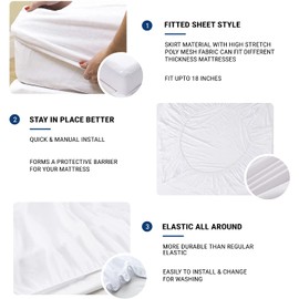 Dudu N Girlie Waterproof Cot Mattress Protector, Non Noisy Toddler Bed Sheets 120 x 60 Fitted Breathable Terry Towel Deep Mattress Protector Topper Cover. White