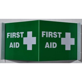 First Aid 3D Projection Sign/First Aid Hallway Sign (Green,Plastic,7x9)-Les Deux cotes line