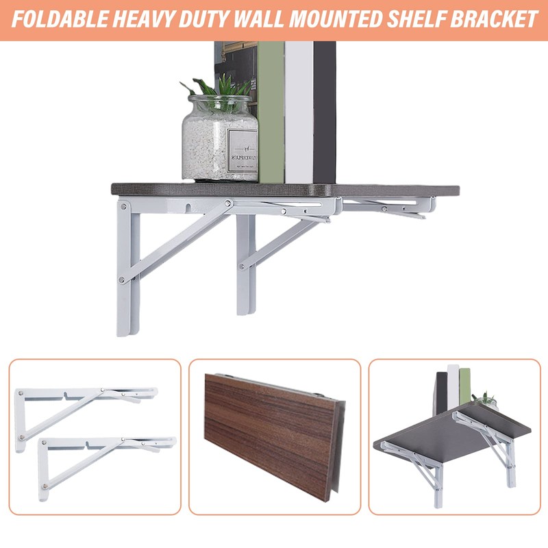 2 Pack 12 Inch Folding Shelf Brackets, OBYFGILY Heavy Duty