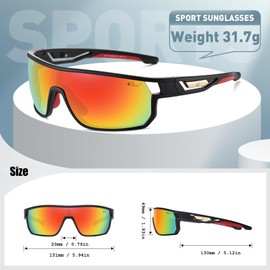 Bevi Gafas de sol deportivas polarizadas TR90 con marco irrompible para hombres y mujeres, para correr, ciclismo, béisbol, 2518C2