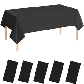 5 Pack Disposable Plastic Tablecloths,Black Polka Dot Style Party Tablecloth for Rectangle Tables for Yard BBQ,Parties,Wedding,Anniversary and More 137cm x 274cm