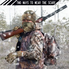 Janmercy 3 Pcs Camouflage Beanie Gloves and Scarf Set Include Beanie Neck Gaiter, 1 Pair Full Finger Hunting Gloves (Classic Color)