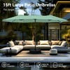 PHI VILLA 15ft Large Patio Umbrellas with Base, Outdoor Double-Sided