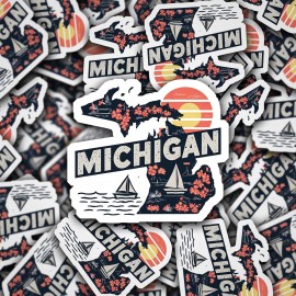 Tweed & Co. Retro Vinyl State Sticker - Michigan - 3.5 Inches
