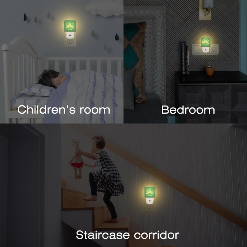 sndheke St Patrick's Day Shamrock Night Light Plug into Wall,Green