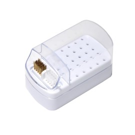 Bohue Nail Drill Bits Holder 30 Holes Nail Drill Bits Storage Box Small Nail Drill Organizer Container Cleaning Brush Case for Salon Household Beauty