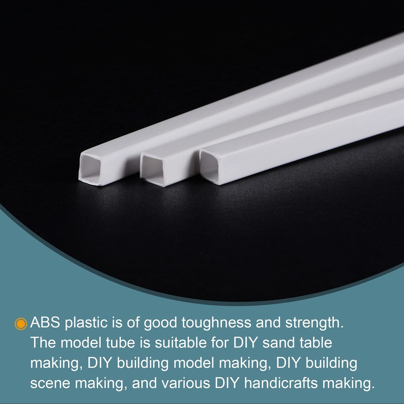 MECCANIXITY Plastic Model Tube ABS Square Tube 1/4"x1/4"x10" White Easy