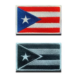 Puerto Rico Flag Velcro Patch - Tactical National Emblem, Embroidered Patch with Velcro Fastening, Military Velcro Straps for Backpacks Clothing Bags Uniform Vest Jersey Pack of 2