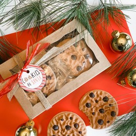 XINHPKGG 50 Pcs Cookie Boxes 7" x 4 3/8" x 1 1/2" Inch Bakery Boxes with Window Treat Box Dessert Box for Wedding Party Mother's Day - Brown