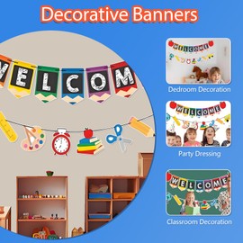 Quixorblex Welcome Back to School Banner Set Classroom Decor First Day Back to School Kindergarten Classroom Office Banner Welcome Sign School Supplies