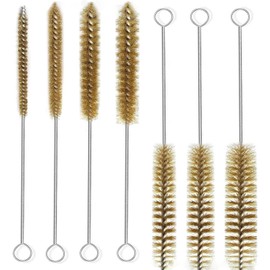 IASINN 7pcs Brass Wire Tube Brushes Bottle Brush Set,11Inch Long Wire Brushes for Cleaning,Wire Pipe Cleaner Bore Brush Cleaning for Tubes,Bottle,Keyboards,Glass
