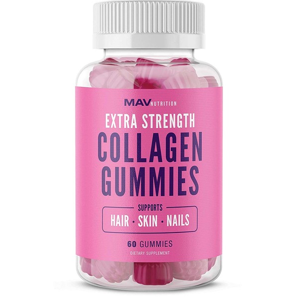 MAV Nutrition Collagen Hair Vitamins Gummy with Vitamin C & Zinc for Immune Support for Women & Men; Supplement & Biotin; Non-GMO, 60 Count