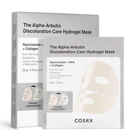 COSRX The Alpha-Arbutin Discoloration Care Hydrogel Face Masks Skincare 3 EA, Collagen Face Mask, Travel Essentials, Overnight Face Mask, Korean Skin Care