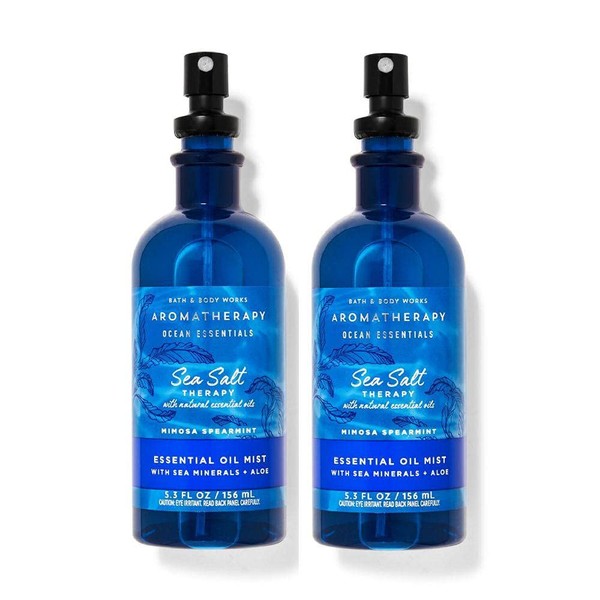 Bath and Body Works Aromatherapy Sea Salt Therapy Mimosa Spearmint Essential Oil Mist Set