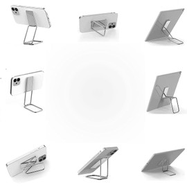 ISKIP Phone Ring Holder, Adjustable Cell Phone Finger Kickstand Metal Foldable Grip Cellphone Stand, Compatible with Smartphones Tablets (Black)