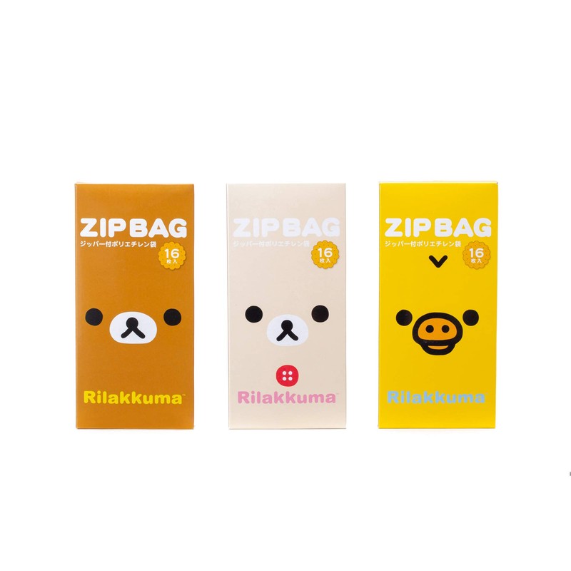 Iwatani Material Rilakkuma RK-1 Zip Bag, 16 Pieces