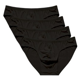 YATEEN Mens Traceless Underwear Ice Silk Briefs 4-pack Black Large