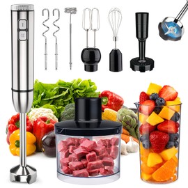 YODHOSA Immersion Blender Handheld Cordless 6 in 1 Hand Held Blenders Mixer Stainless Steel 25 Speed Turbo Mode Electric Sitck Beaker Chopper Milk Frother Grinder