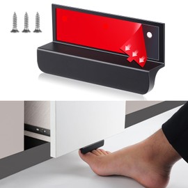 BaiNong Adhesive Touchless Foot Pulls for Cabinet Trash Can Black 4'' Touchless Hands Free Trash Opener for Overlay Kitchen Cabinet Door Bins (1, FH01-Black)