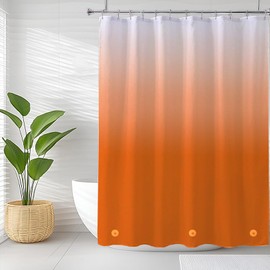 TIKABC Shower Curtain Liner, 4G PEVA Shower Liner, Plastic Waterproof Shower Curtains, with Grommet Holes and 3 Magnetic Weights(Gradient Orange)