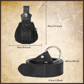 VONMELLI Renaissance Belt Pouch Medieval Vintage Faux Leather Belt Pouch Ren Faire Pirates Costume Accessories