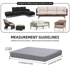 SUKAIKEQA 8Pcs Stretch Patio Cushion Cover Outdoor Cushion Cover Replacement Slipcovers Outdoor Cushion Covers Thick Jacquard Textured Twill Fabric Porch Patio Furniture Protector(Grey，Cover，Only)