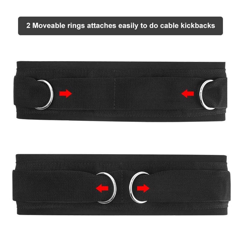 Waist Belt Neoprene Padded Gym Pulley Strap with Rings for