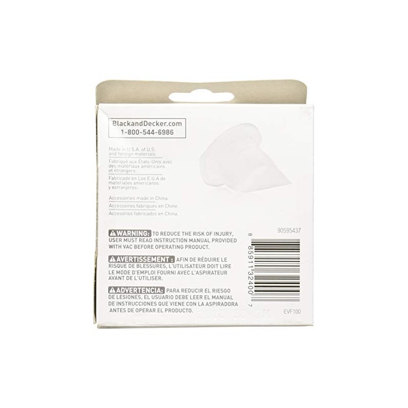 Black+Decker Vacuum Filter For Filter 1 pk