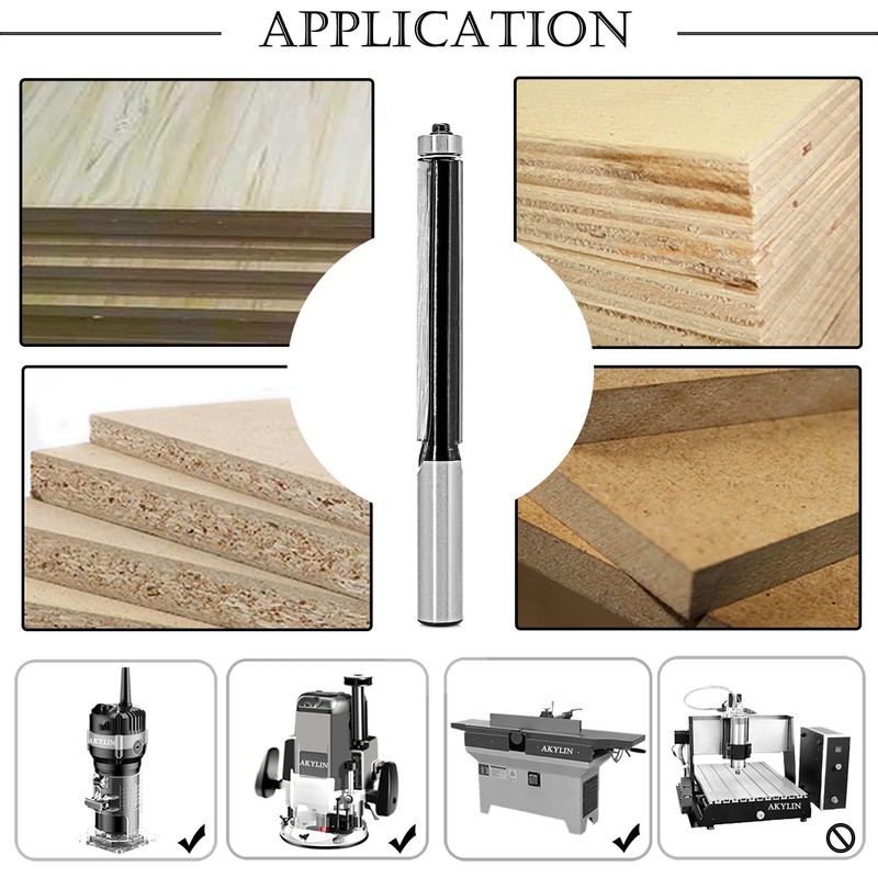 Akylin Extra Long Flush Trim Router Bits 1/2 Inch Shank,