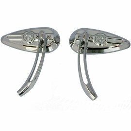 MotorToGo Chrome 3D Skull TearDrop Mirrors for Yamaha Raider S V star Virago Vmax