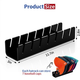 CarsonWorks Hat Stand for Baseball Caps 2 Pack Acrylic Hat Organizer Baseball Cap Organizer No-Installation Display Hat holder for Baseball Caps for Bedroom, Closet, Dresser（Black）