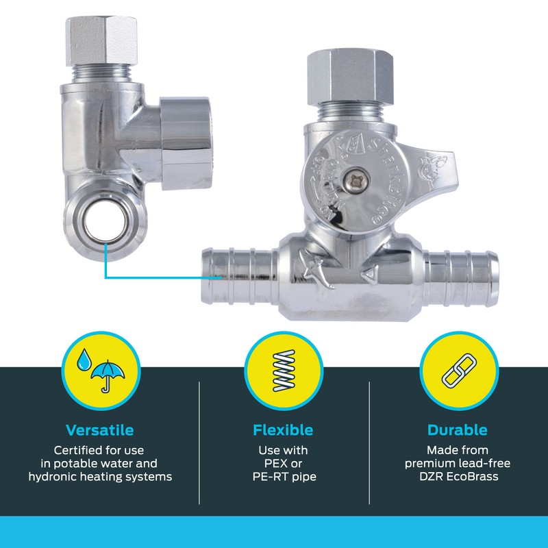 SharkBite 1/2 x 1/2 x 3/8 Inch OD Compression Crimp