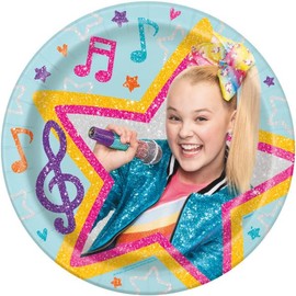 Unique Jojo Siwa Birthday Party Supplies Decoration Bundle Pack includes Lunch Plates, Napkins, Table Cover, Party Favor Loot Bags, Tattoos, Dinosaur Stickers (Bundle for 16)