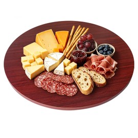 23.6 Inch Walnut Wood Lazy Susan for Tabletop, Large Lazy Susan, Round Rotating Serving Tray, Wooden Turntable Dining Table Centerpiece, Spinning Food Server for Home and Gatherings (Walnut)