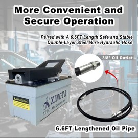 XFPC Air Hydraulic Pump 10,000 PSI, 1.7L Reservoir, NPT 3/8" Oil Outlet, NPT 1/4" Inlet, Hydraulic Pump Air Hydraulic Foot Pump with 6.6ft Pipe, Gray