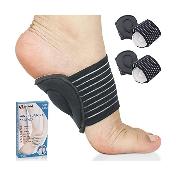 Ailaka 2 Pair Arch Support Braces, Compression Cushioned Plantar Fasciitis