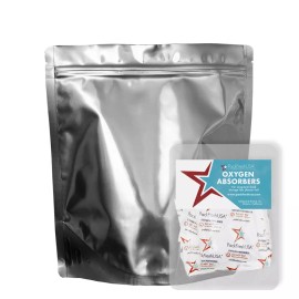 PackFreshUSA (50 Pack) 7 Mil Gallon Seal-Top Stand Up Mylar Bags + 500cc Oxygen Absorbers