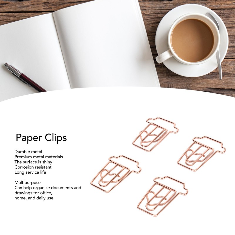 100pcs Paper Clips Innovative Cute Rose Coffee Cup Shape Reusable