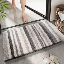 Scandinavian Bath Mat Non Slip Super Absorbent Bathroom Soft Microfiber Machine Washable Luxury Bathroom Carpet for Dining Room, Kitchen and Bedroom (23"x16", Grey)