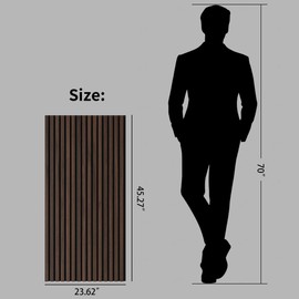 Walnut Wood Slat Wall Panels (2 Pack), 3D Fluted Acoustic Panels for Walls & Ceiling, Sound Absorbing Decorative MDF Wall Cladding 45.27" x 23.62", Modern Noise Reduction Panels for Home Office Studio