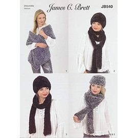 James Brett Chinchilla Knitting Pattern Womens Accessories Wrap Hats & Scarves (JB540)