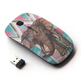 Graphic4You Indian Tribal Elephant Ergonomic Wireless Mouse with Nano Receiver