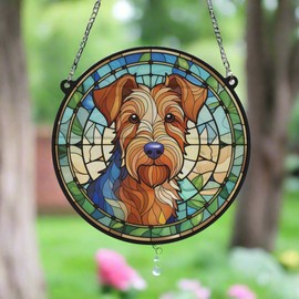 Image Industry Welsh Terrier Stained Glass Effect Suncatcher - Garden Gift - Dog Gift - Pet Memorial (13cm)