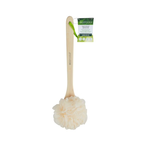 EcoTools EcoPouf Bath Brush, Shower Loofah with Ergonomic Handle, Cleans Hard to Reach Areas, Deep Cleansing and Exfoliating, Pack of 2, Perfect for Men & Women