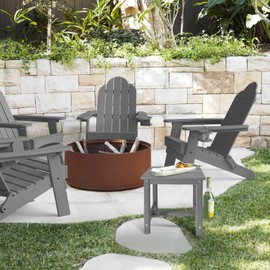 GARDENSTAR Adirondack Square Side Table,one-Tier Outdoor end Table, Patio Side Table for Pool,Porch,Backyard,Relaxing Companion (Grey)